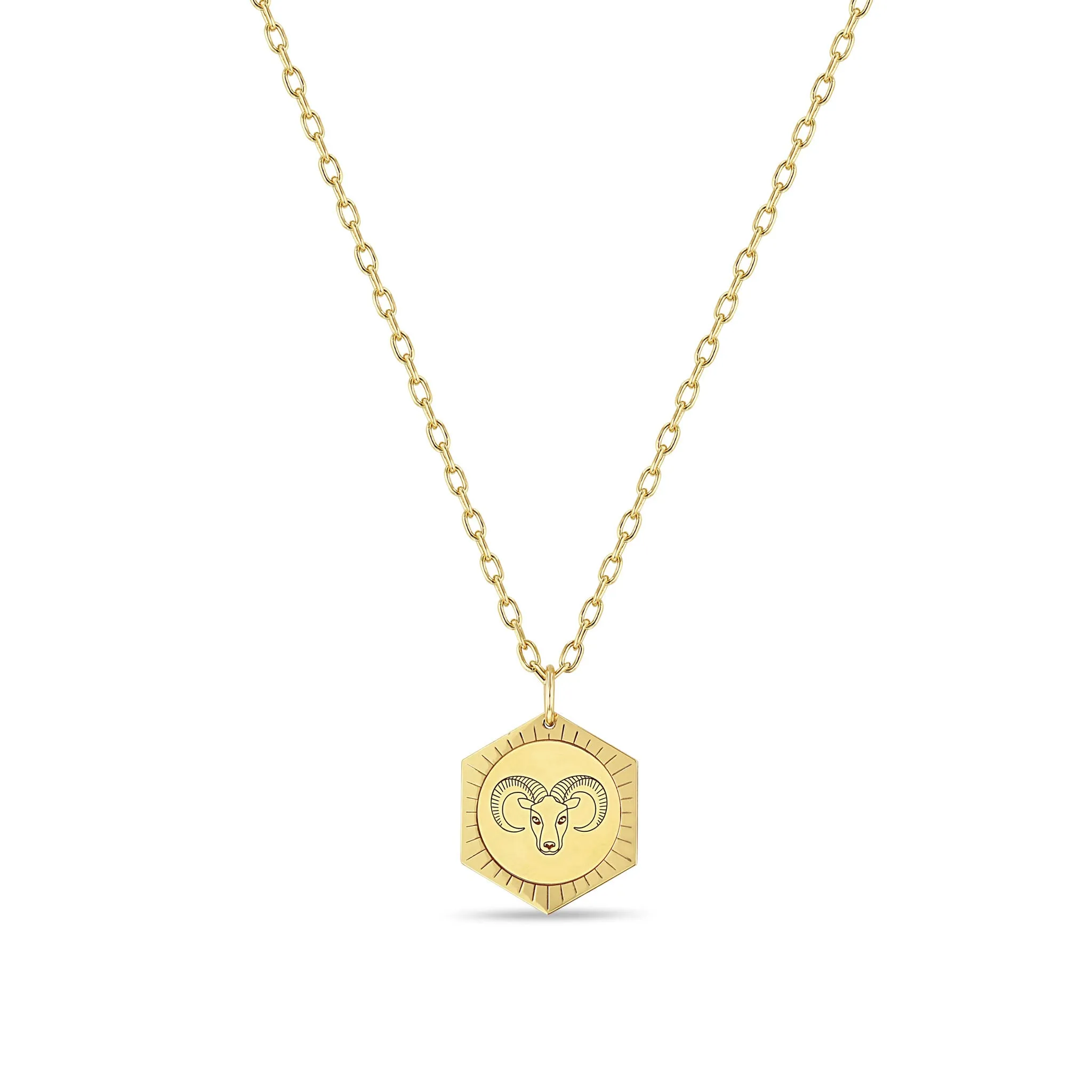 14k Animal Hexagon Medallion Small Square Oval Chain Necklace