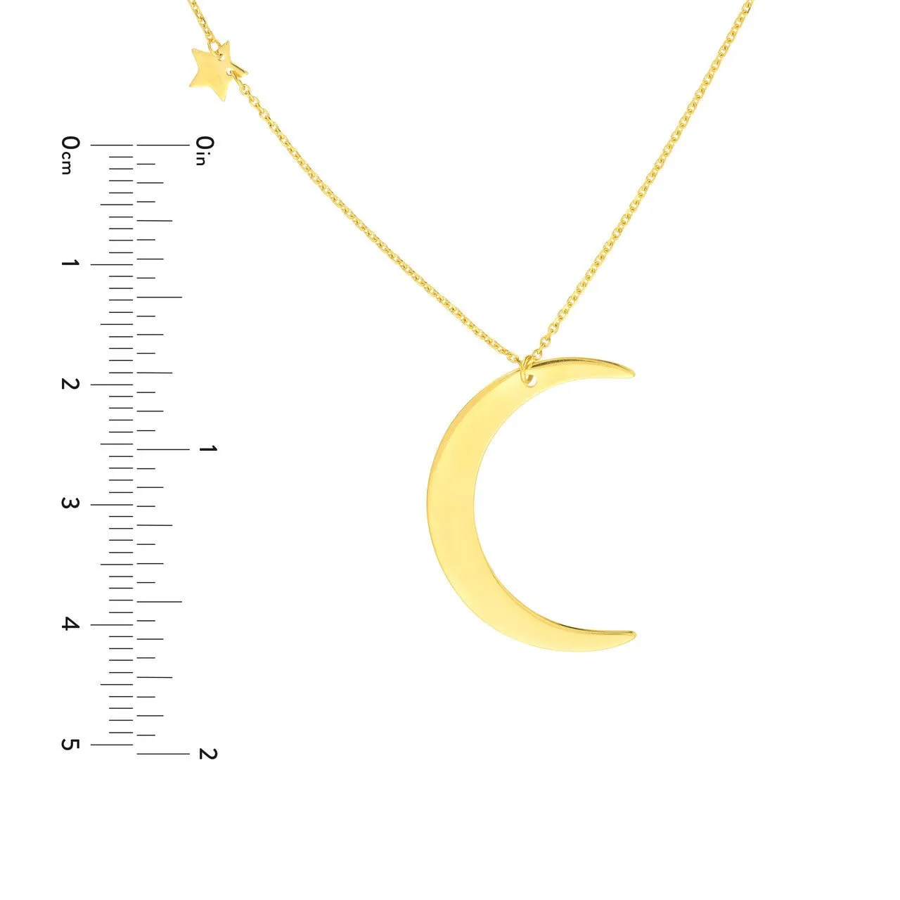 14K Gold Layered Crescent Moon and Stars Necklace