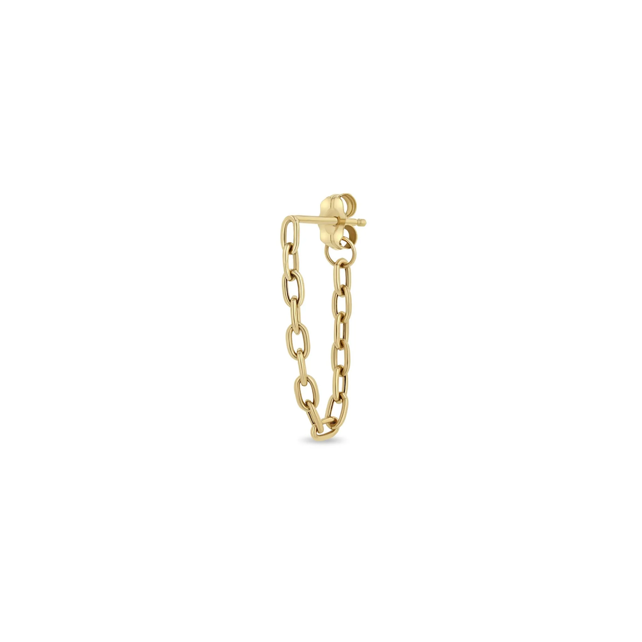 14k Small Square Oval Link Chain Huggie Earrings