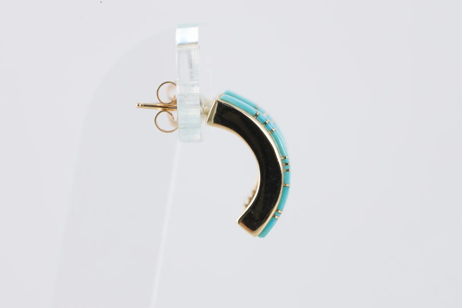 14k Yellow Gold Turquoise Crescent Earrings (6.76g.)