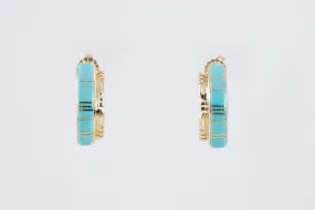 14k Yellow Gold Turquoise Crescent Earrings (6.76g.)