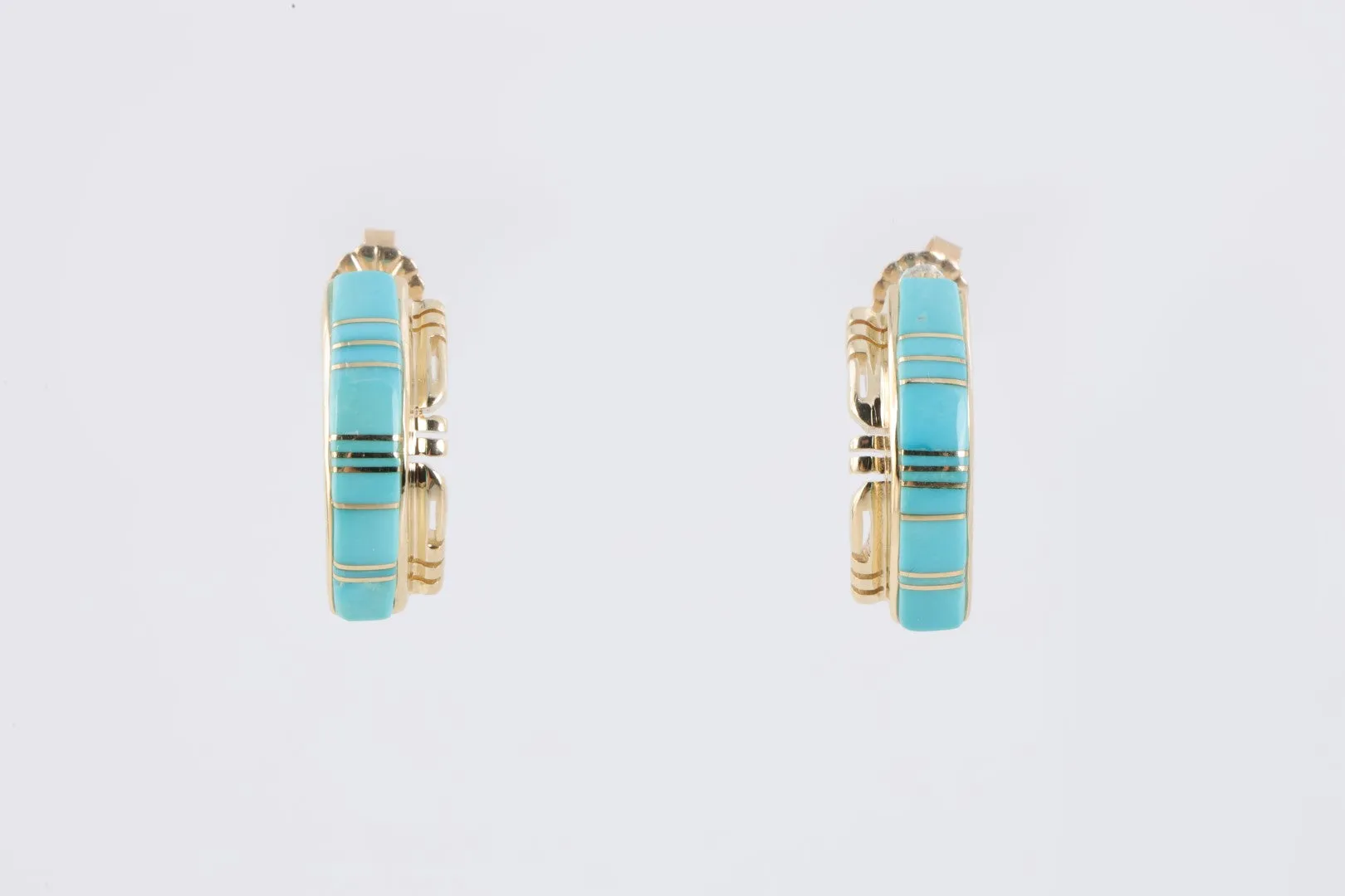 14k Yellow Gold Turquoise Crescent Earrings (6.76g.)