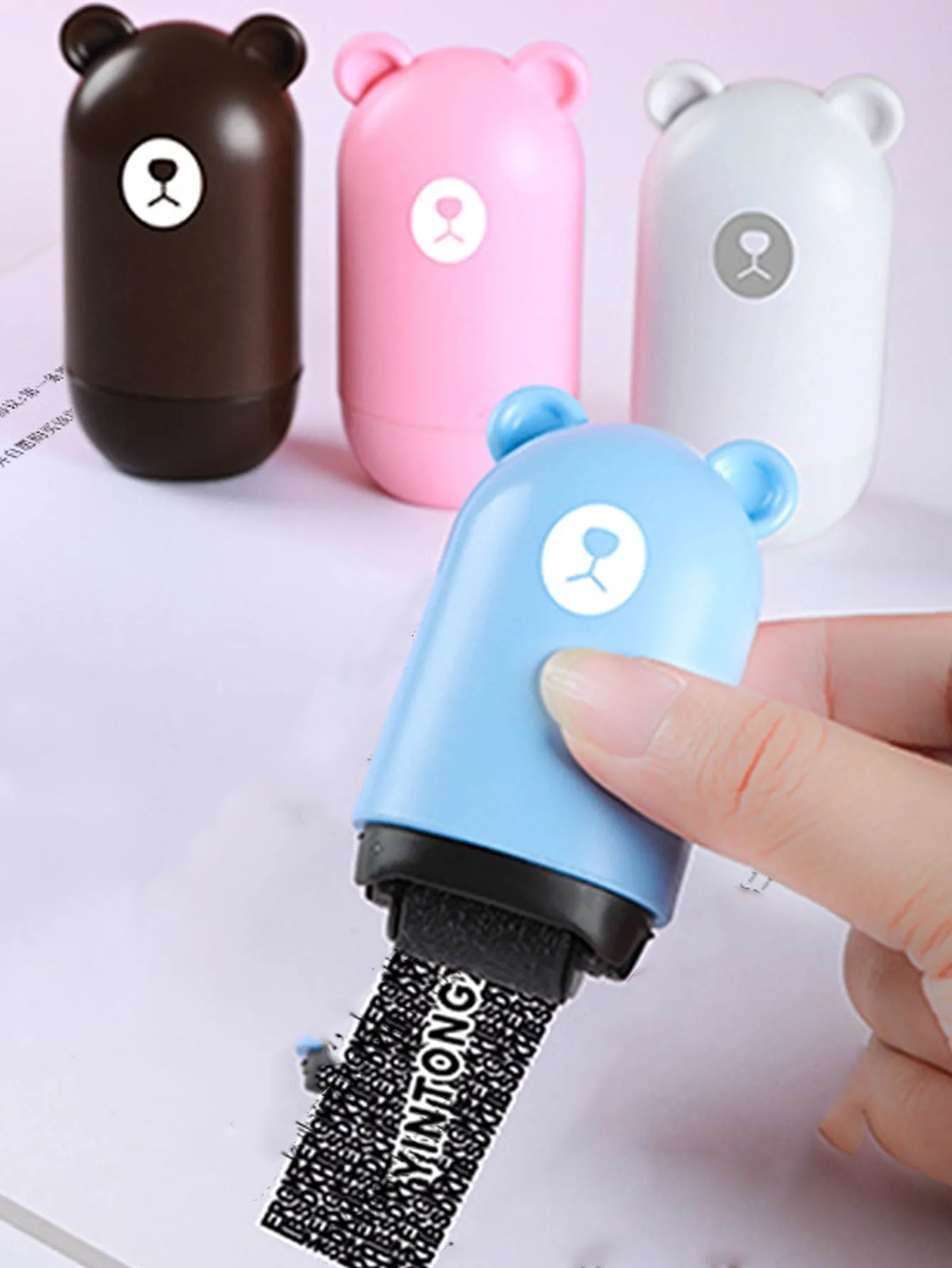 1pc Bear Shaped Random Privacy Security Roller Stamp