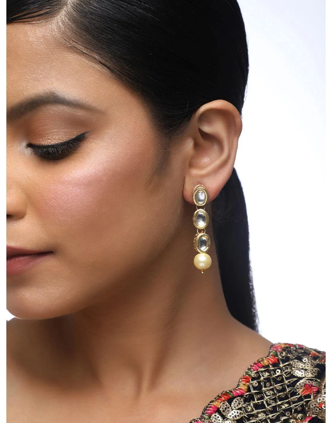 22k Gold Plated Kundan Gold Earrings