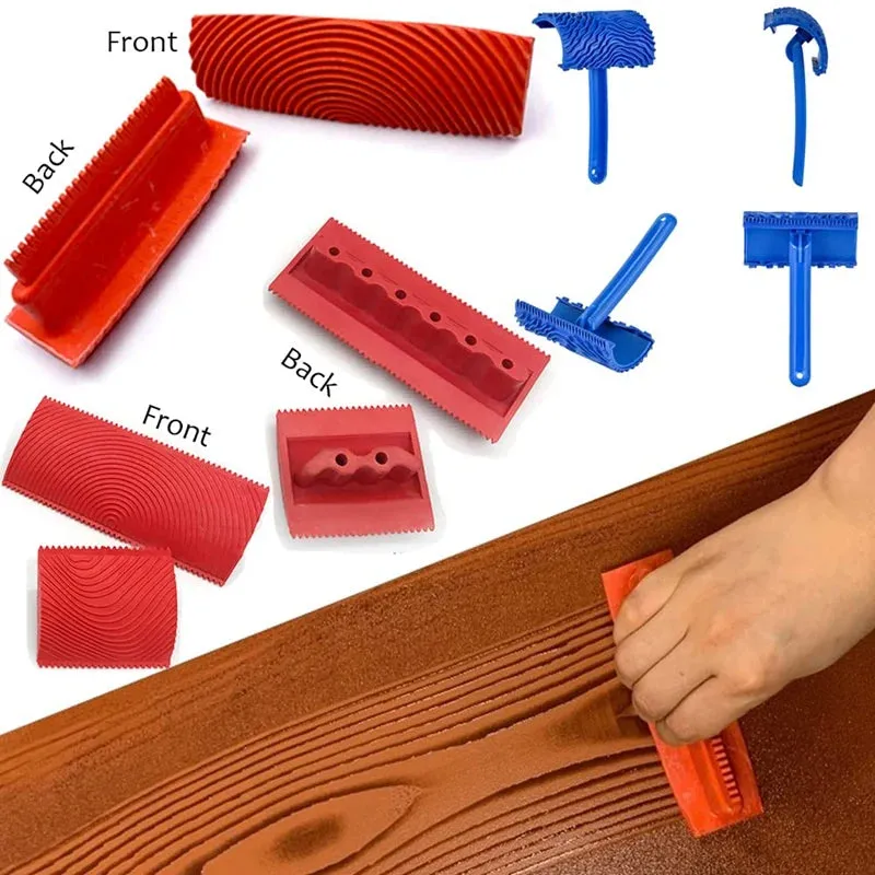 3D 6pc 7in Wood Texture Paint Roller Set