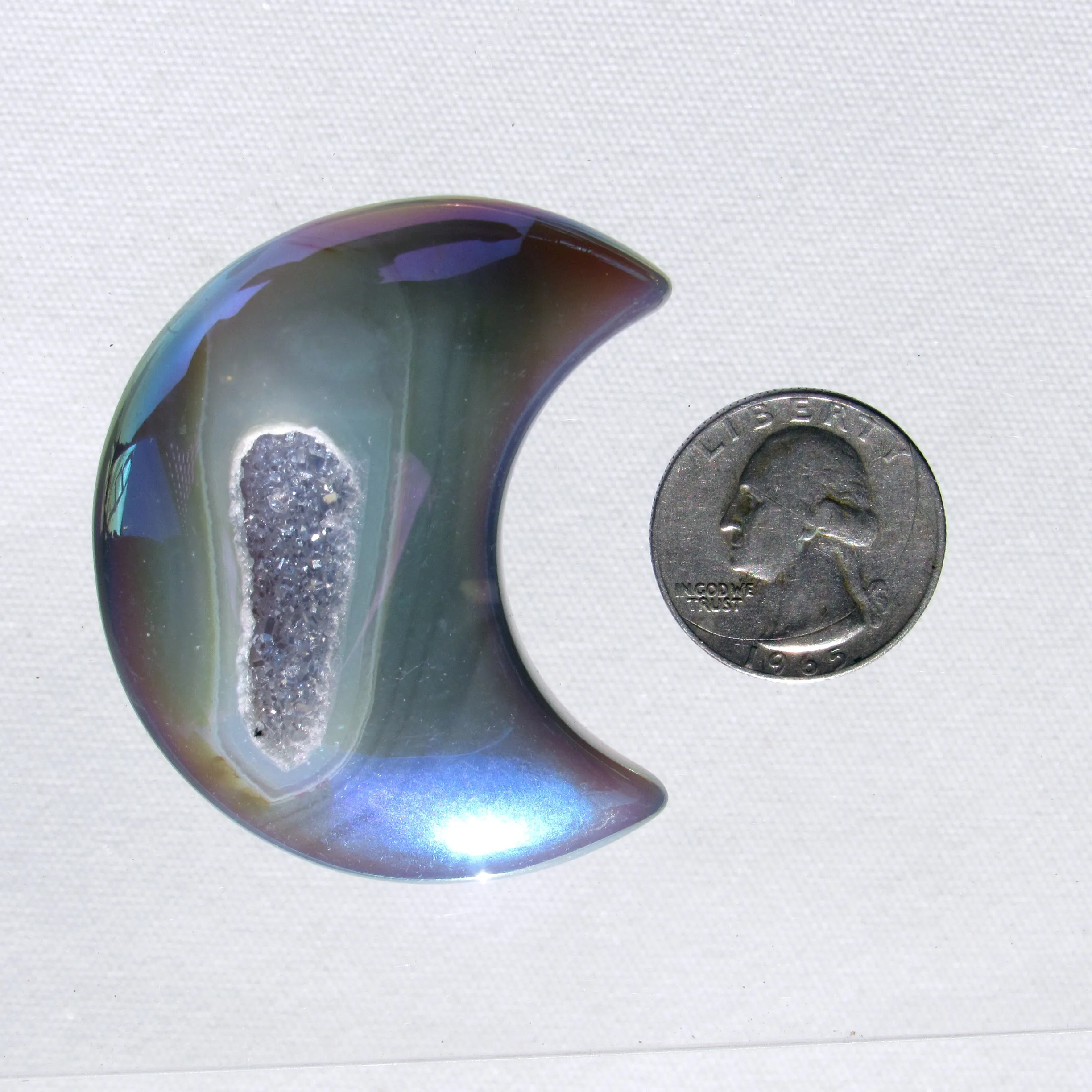 Angel Aura druzy gemstone crescent Moon