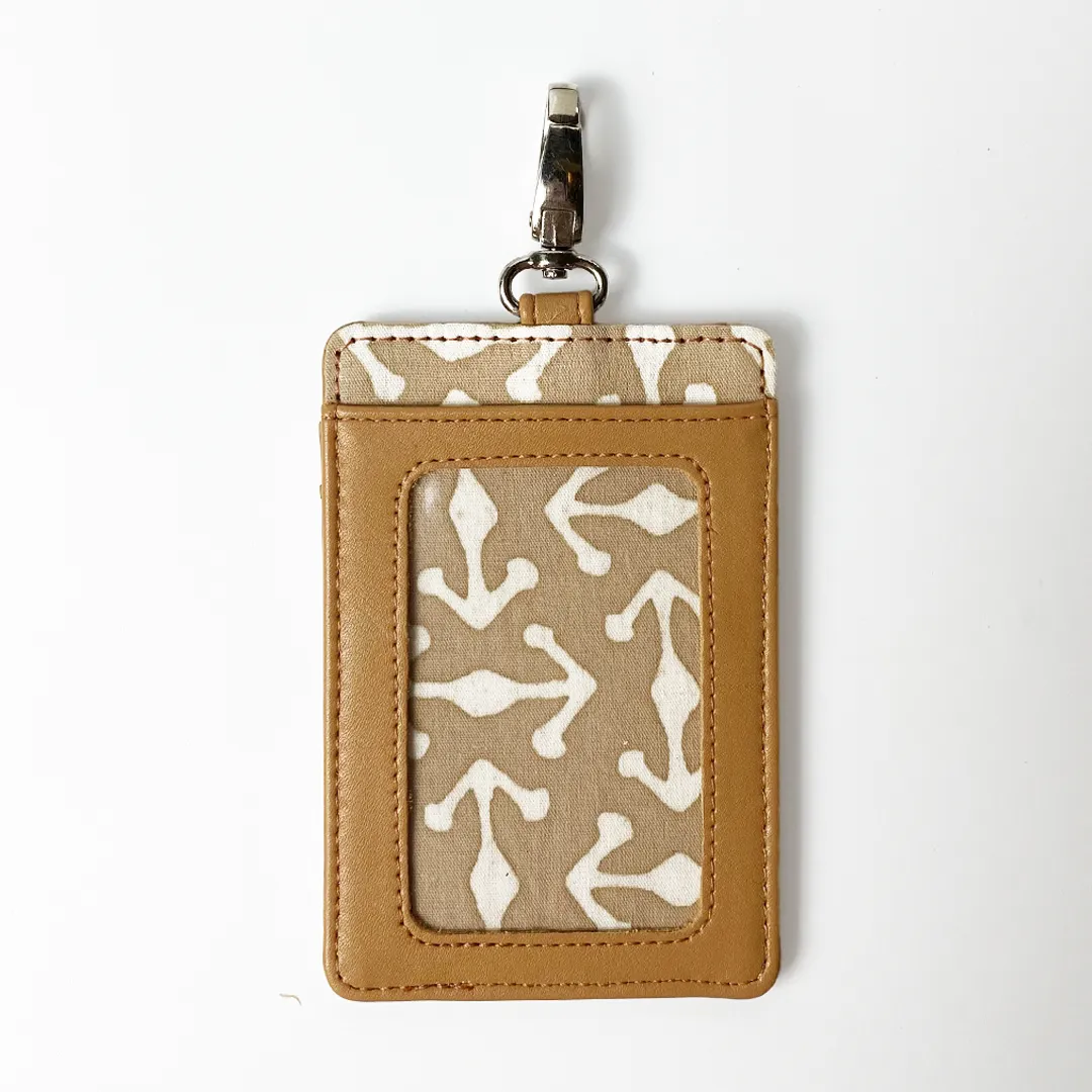 Batik Lanyard and Luggage Tag Set - Latte Kompas