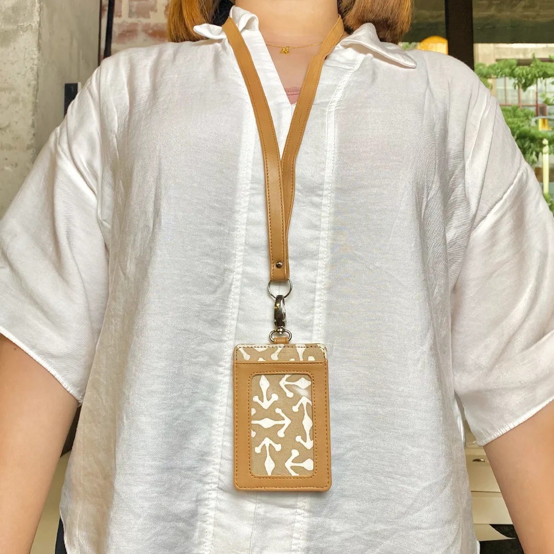 Batik Lanyard and Luggage Tag Set - Latte Kompas