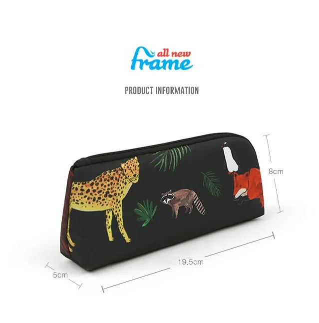 Black Animals Cheetah Graphic Pencil Cases Stationery Zipper School 19cm Office cosmetic pouches Artists Designer Prints Gifts Bags Purses Student