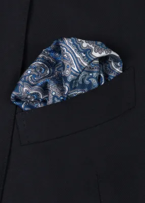 Blue White Pocket Square