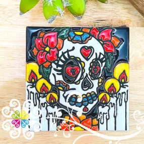 Catrina with Candles Coaster Tile - Single Day of the Dead Coaster