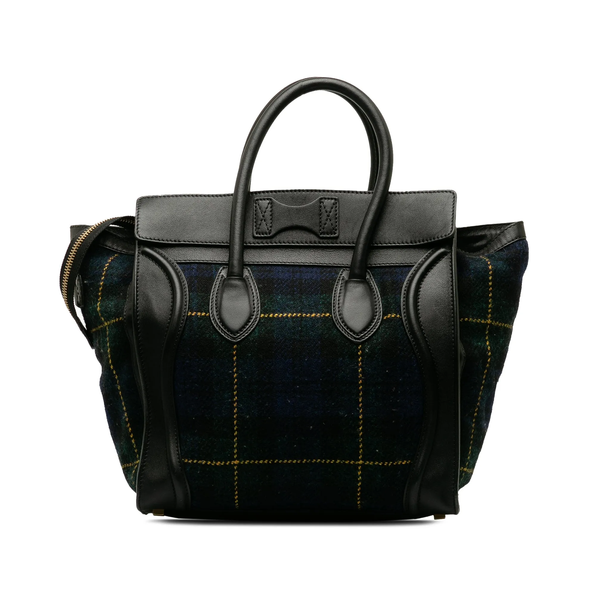 Celine Luggage Tote Mini Tartan Black