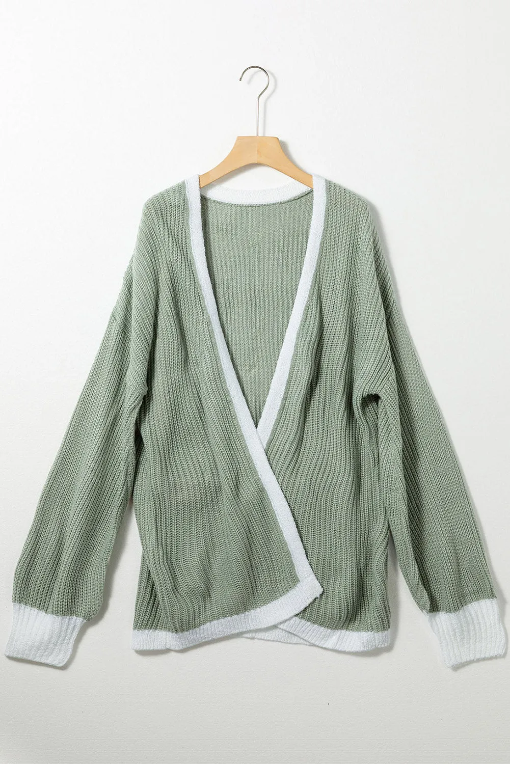 Contrast Solid Drop Shoulder Cardigan