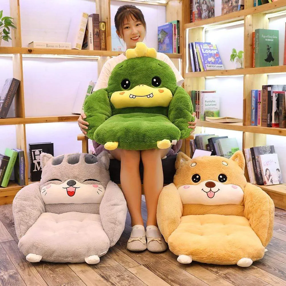 Creative cartoon rabbit plush semi-enclosed animal seat cushion thickened office chair cushion for leaning on student buttock