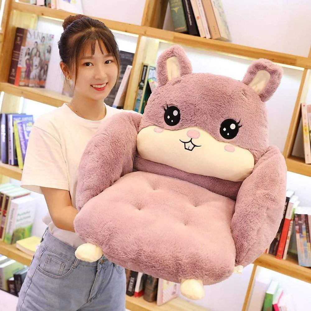 Creative cartoon rabbit plush semi-enclosed animal seat cushion thickened office chair cushion for leaning on student buttock