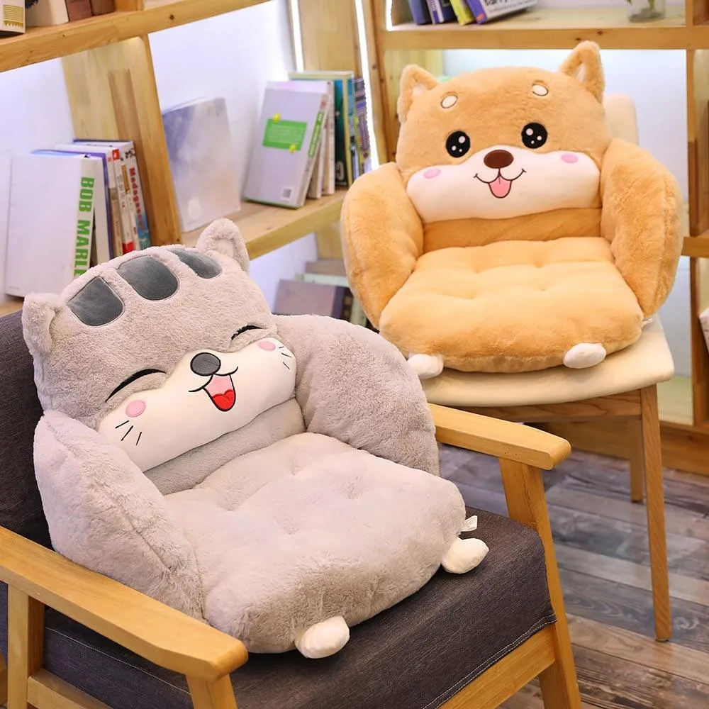 Creative cartoon rabbit plush semi-enclosed animal seat cushion thickened office chair cushion for leaning on student buttock