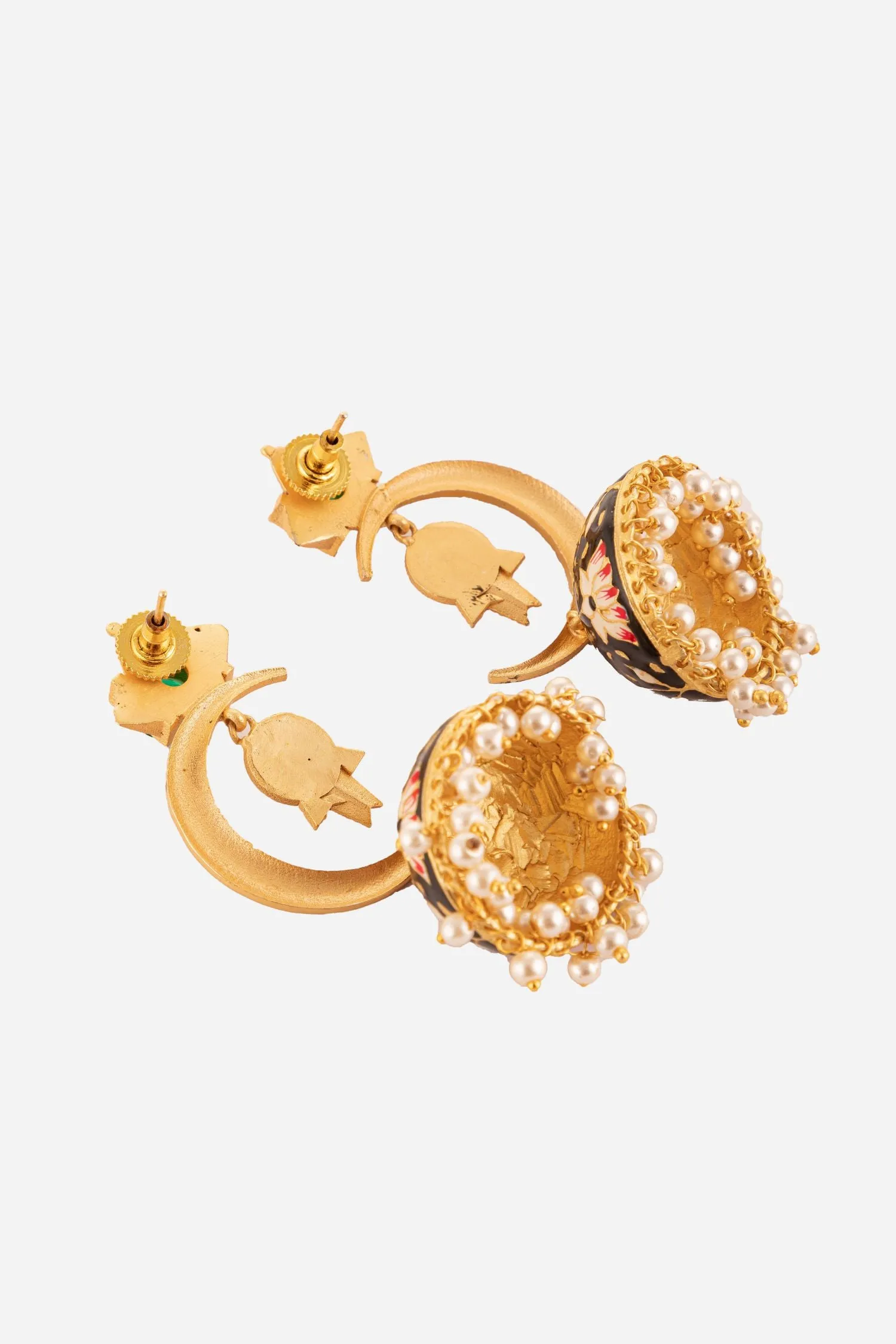 Crescent Moon And Star Motif Jhumki