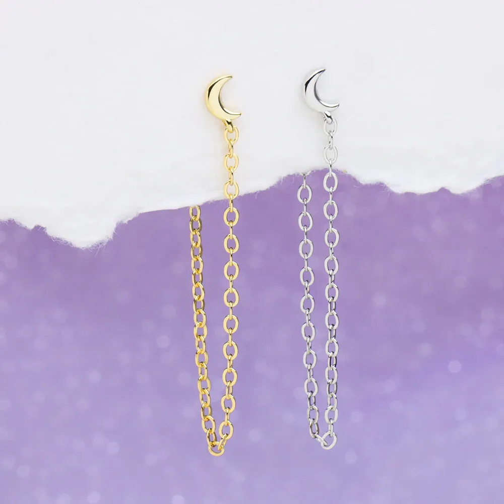 Crescent Moon Chain Earrings