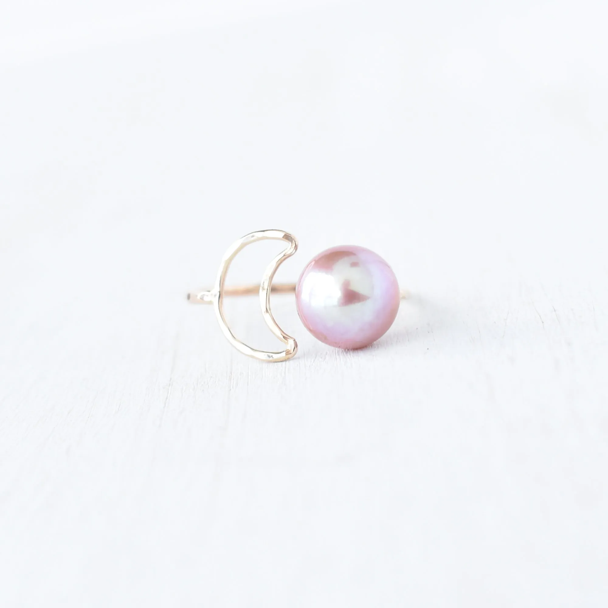 Crescent Moon Edison Pearl Bypass Ring