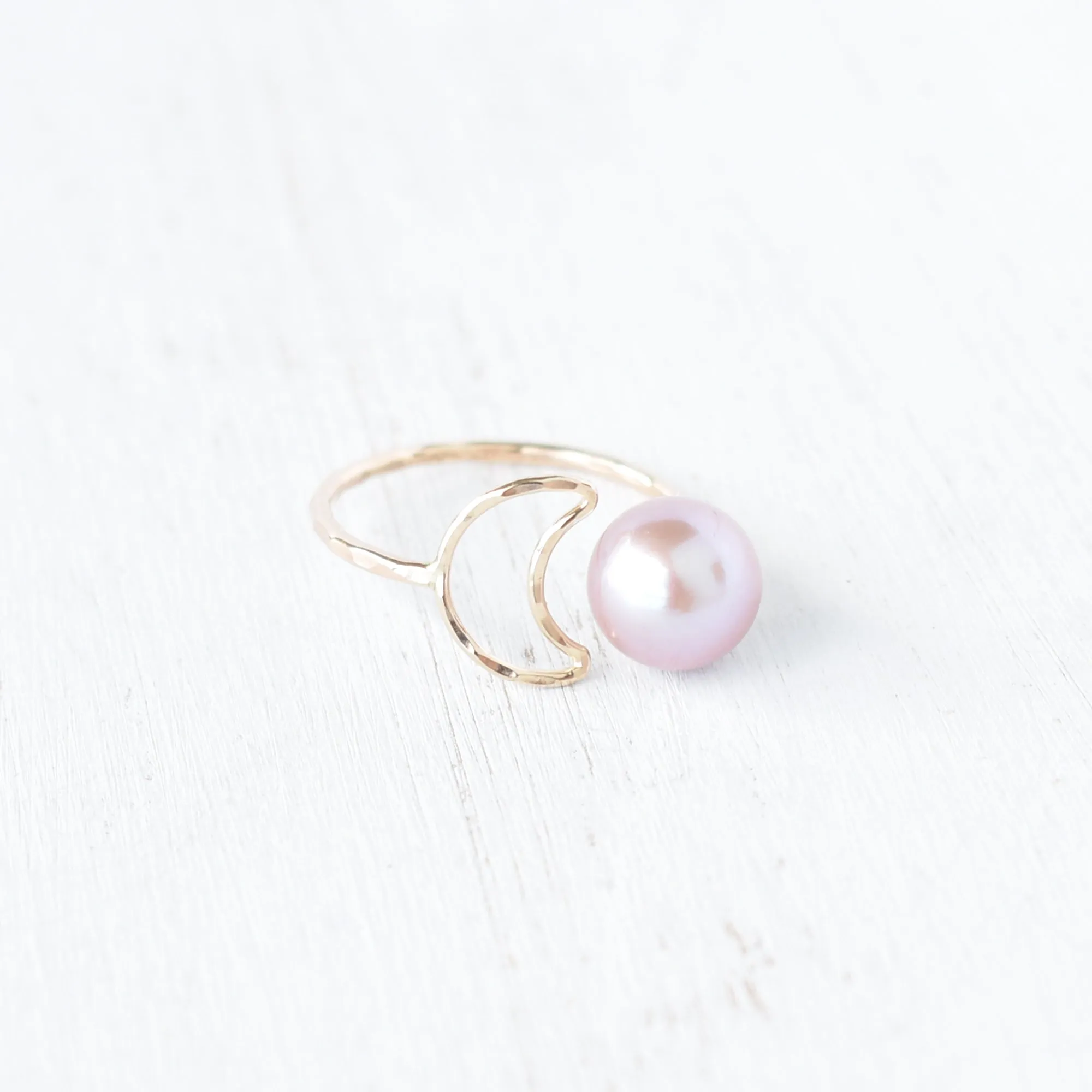 Crescent Moon Edison Pearl Bypass Ring