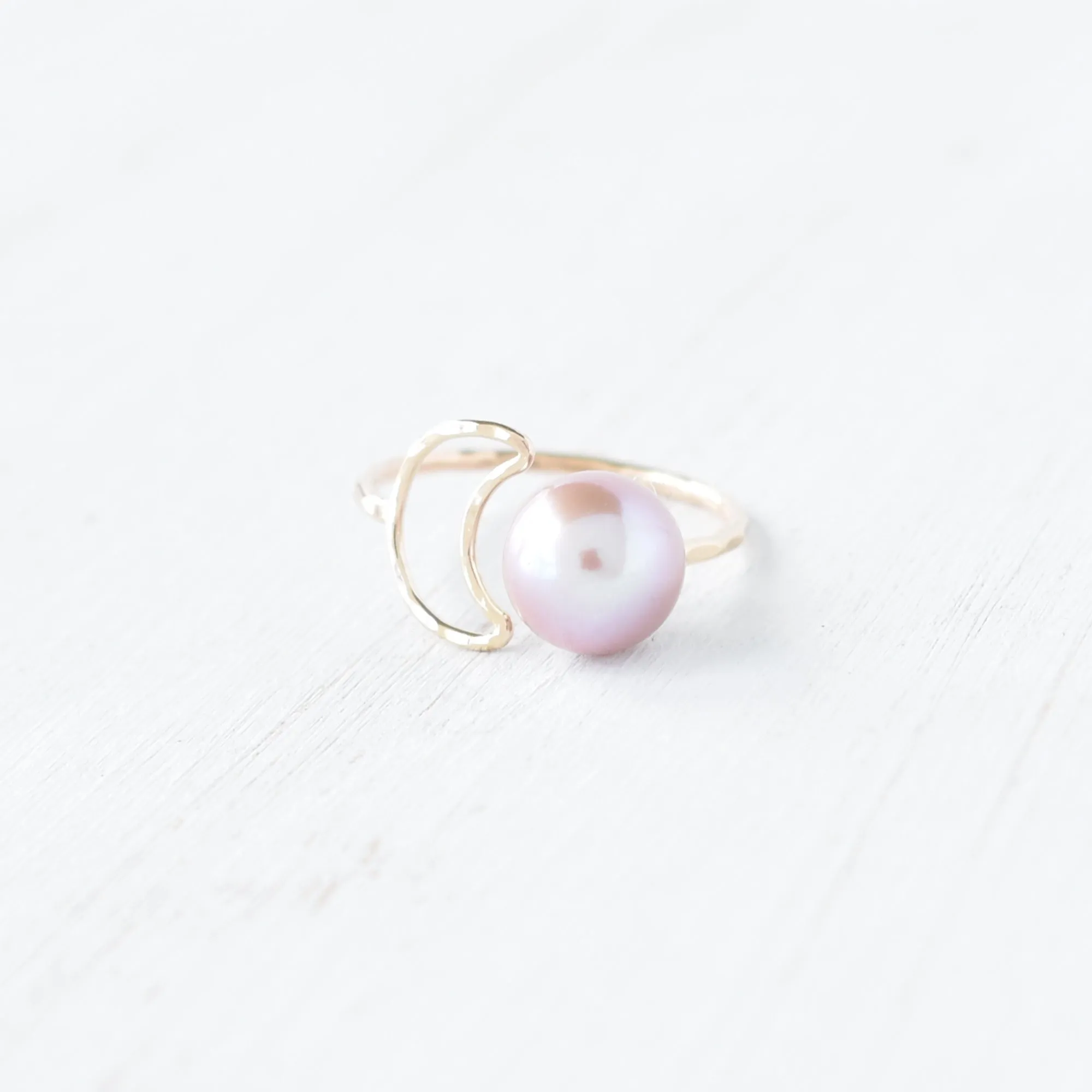 Crescent Moon Edison Pearl Bypass Ring