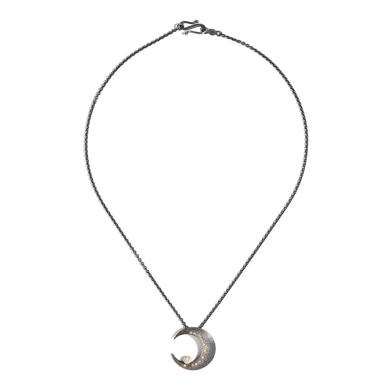 Crescent Moon Necklace with Diamonds