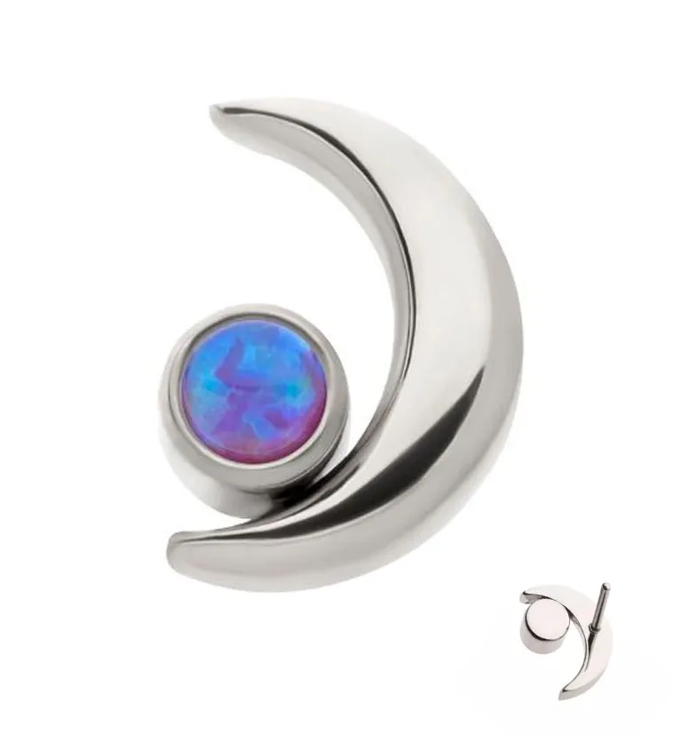 Crescent Moon Purple Opalite Threadless Titanium Top