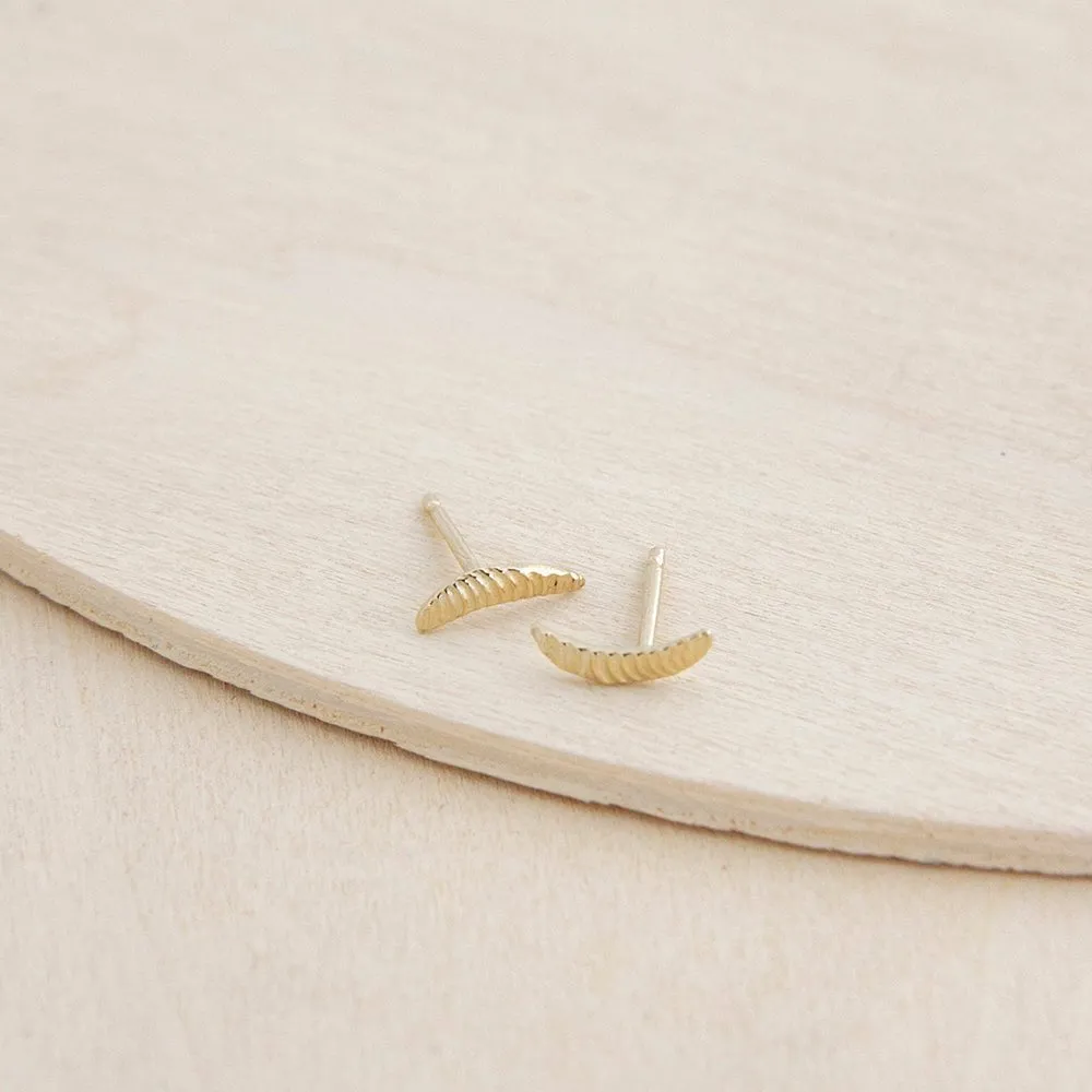 Crescent Stud Earrings - 14k Gold