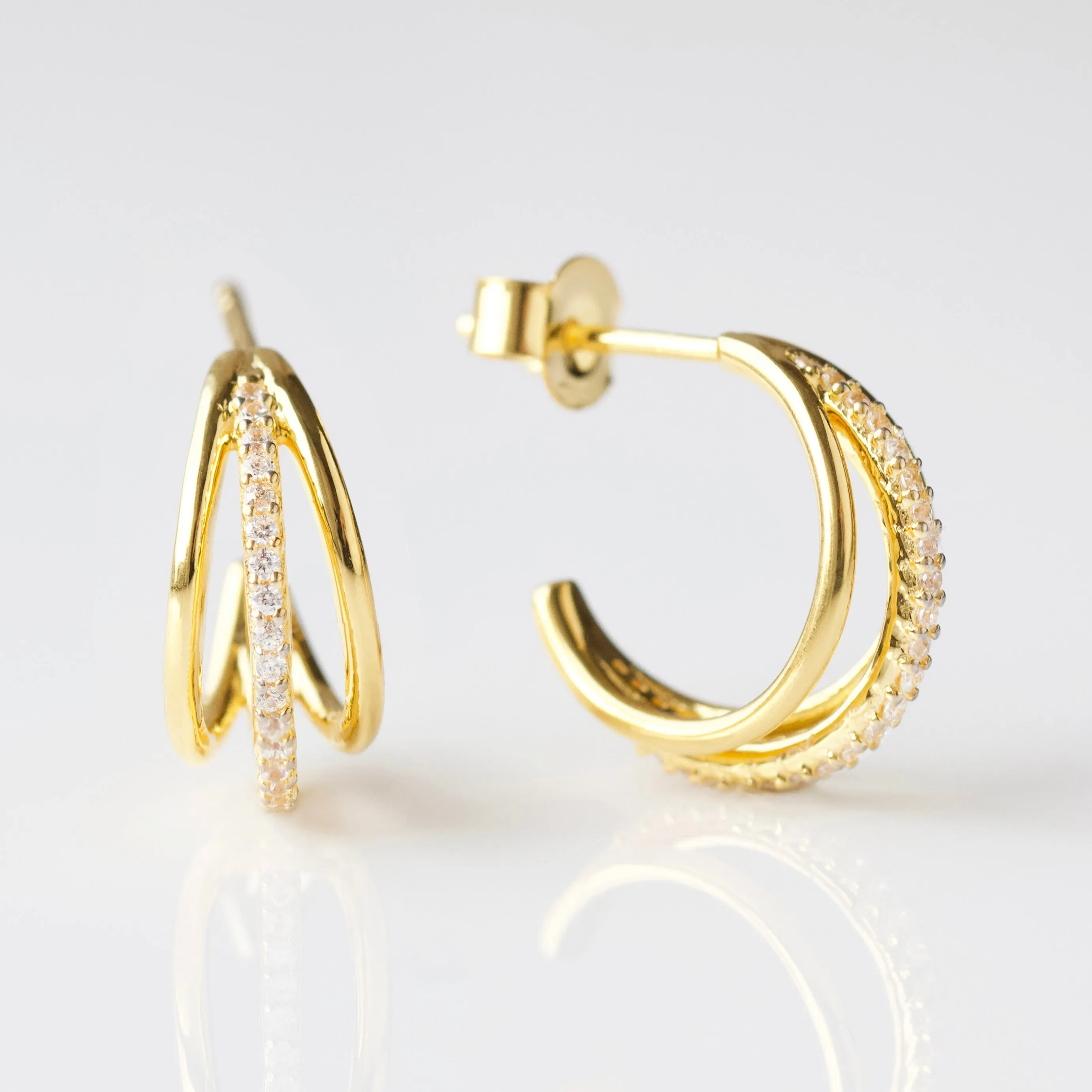 Crescent Triple Hoop Earrings