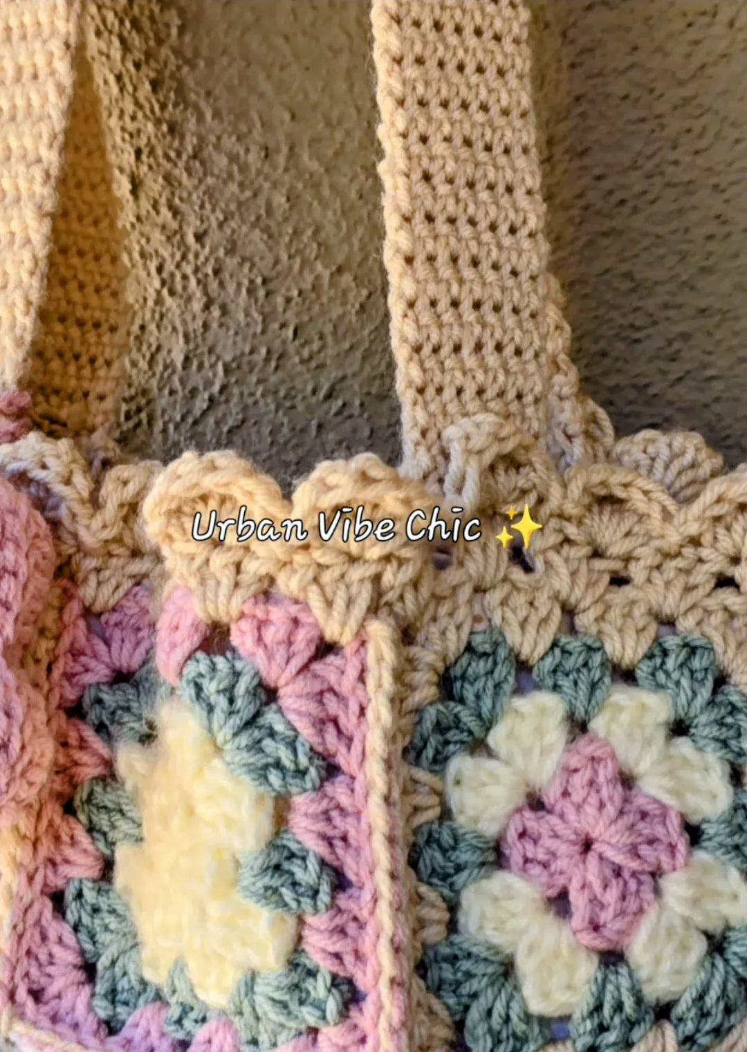 Crochet Tote Bag, Crochet Shoulder Bag - Pastel