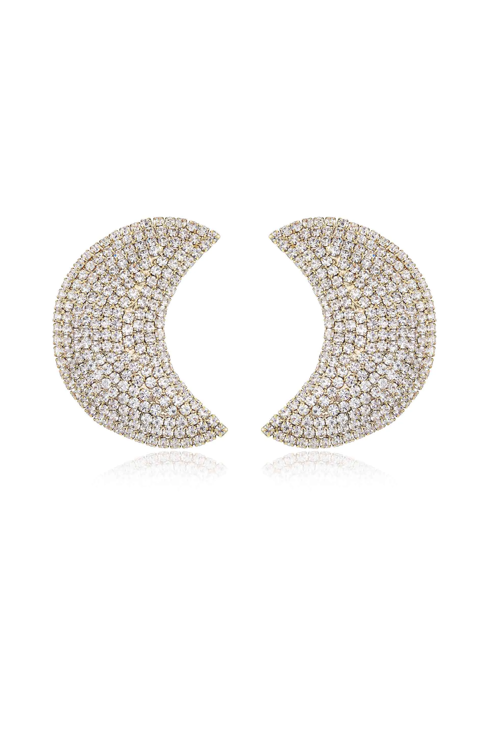 Crystal Crescent Moon Large Stud Earrings