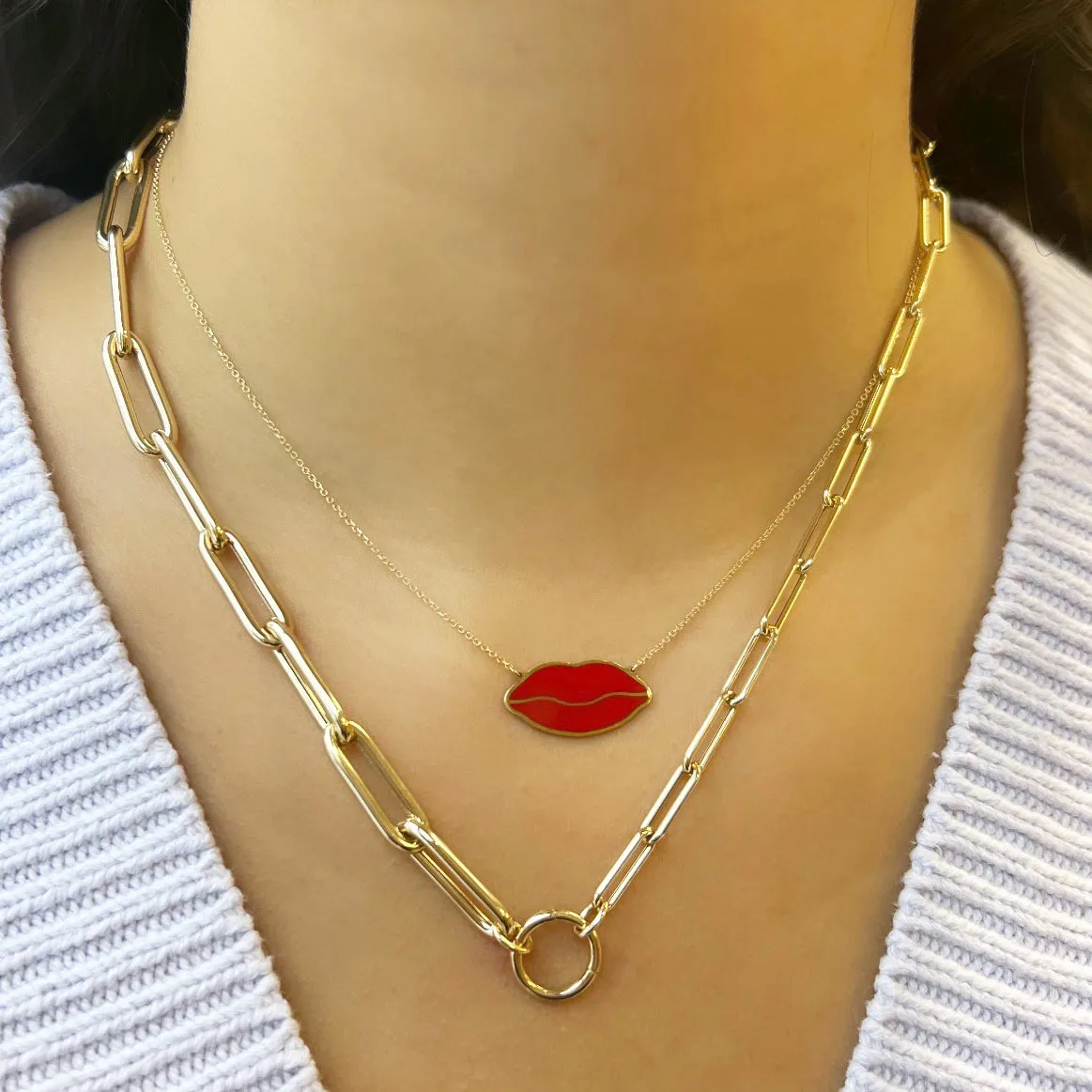 Extra Large Single Lip Necklace