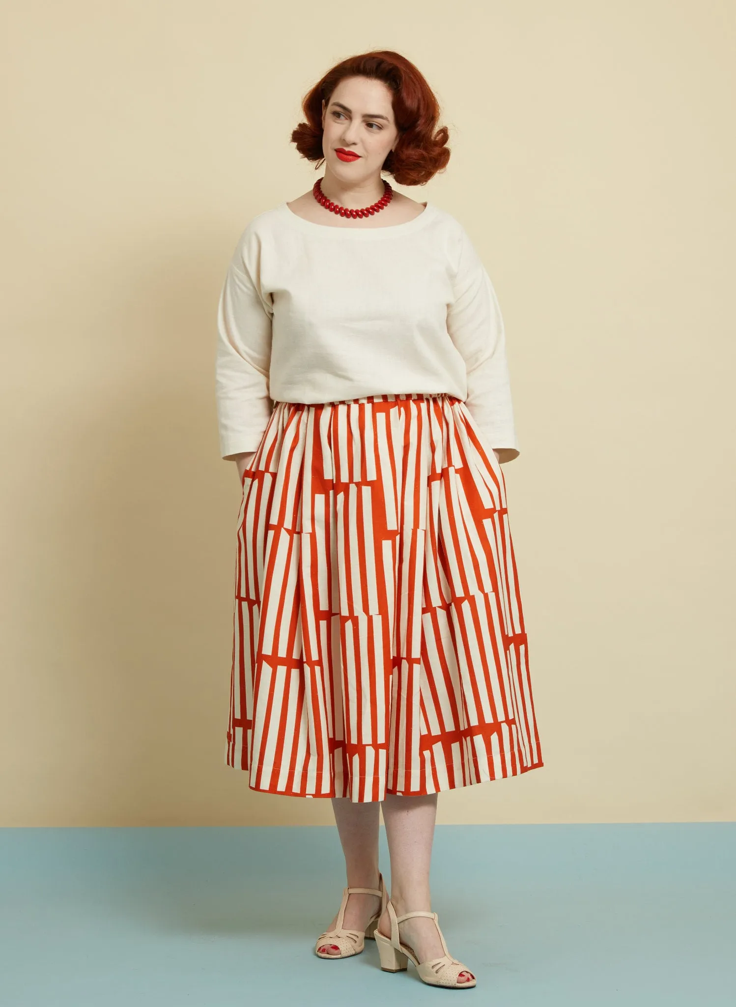 Florence Skirt - Red Box Stripe