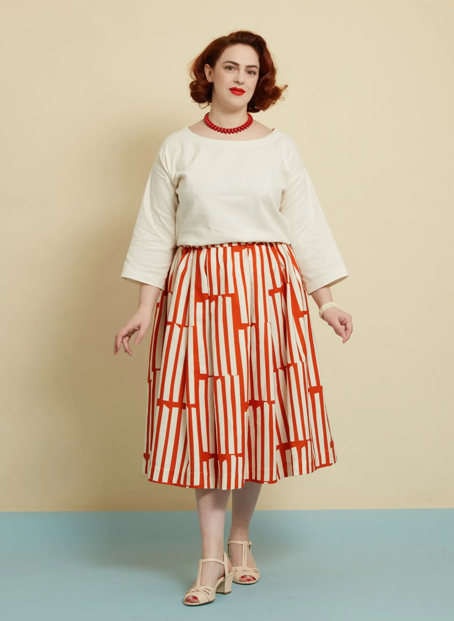 Florence Skirt - Red Box Stripe