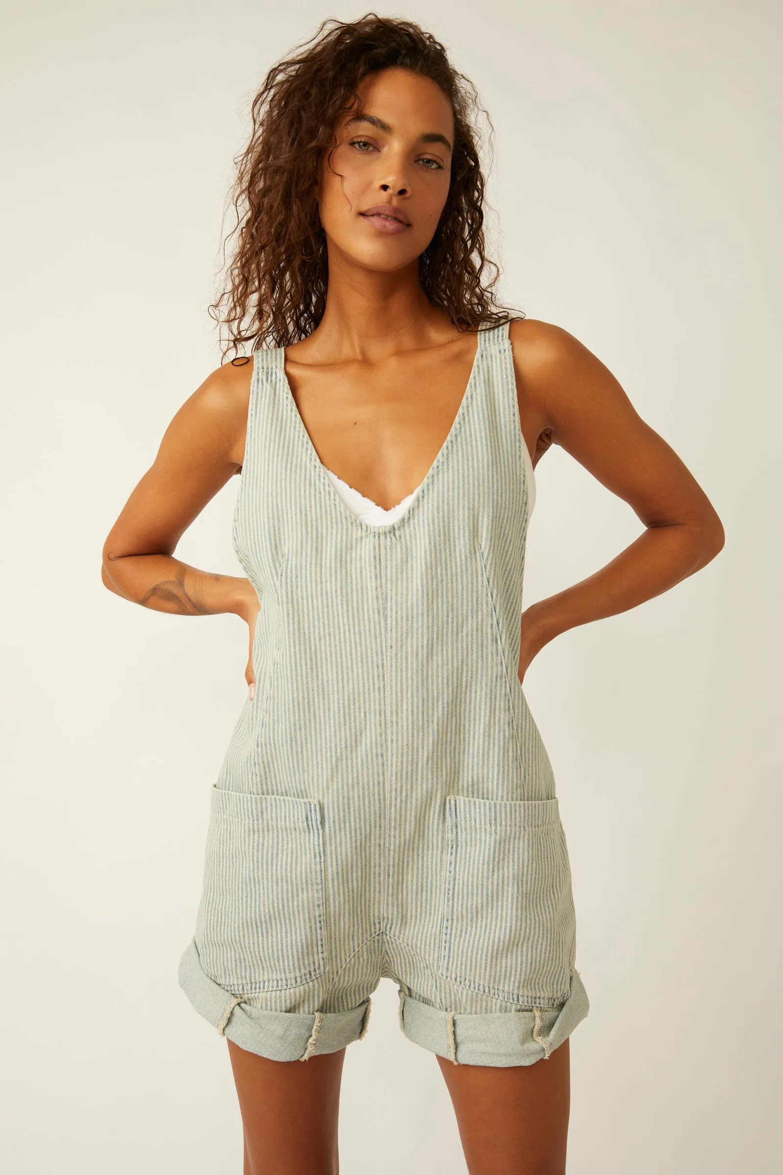 Free People High Roller Denim Shortalls