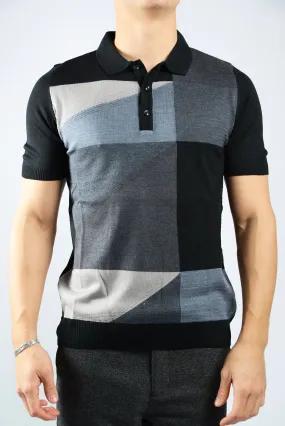 GEOMETRIC SQUARE KNIT POLO