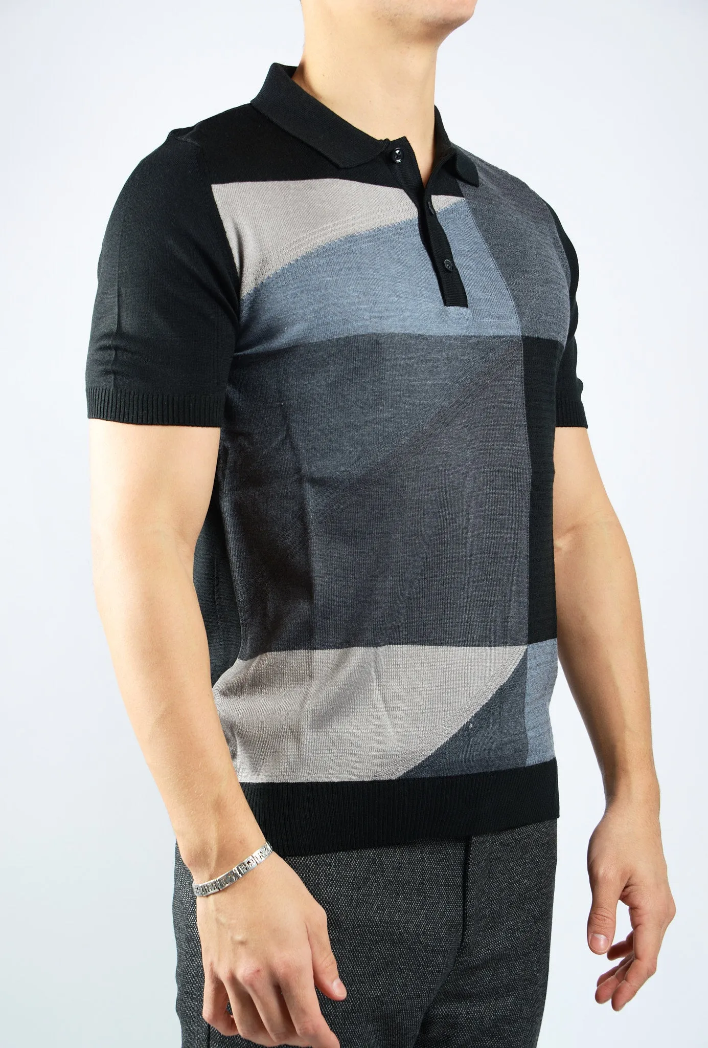 GEOMETRIC SQUARE KNIT POLO