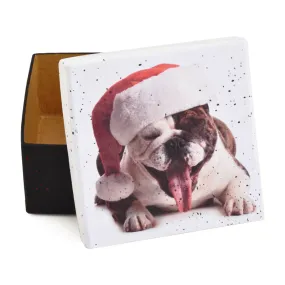 Gift Boxes-Santa Dog-Paper Mache-Square-X-Small-Quantity 1