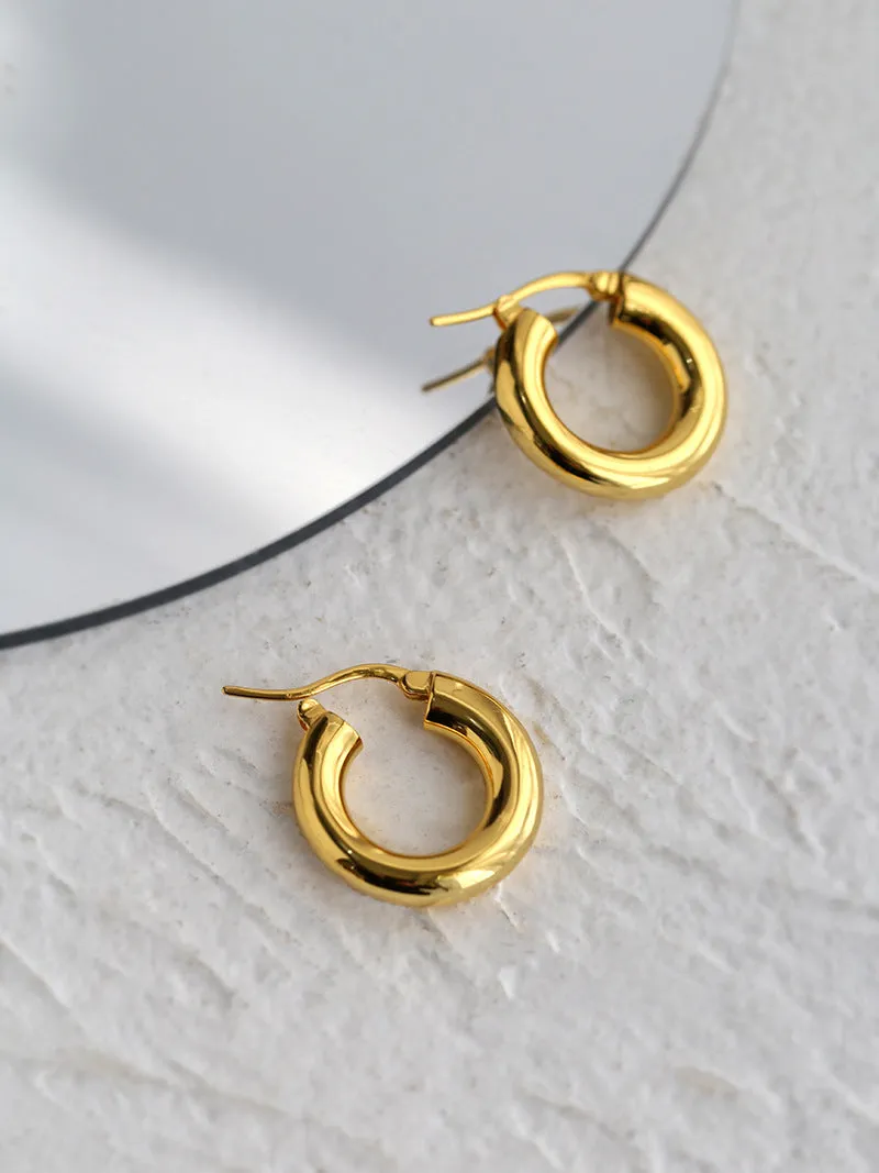 Gold Bean Hoops Pearl Earring Gold Vermeil