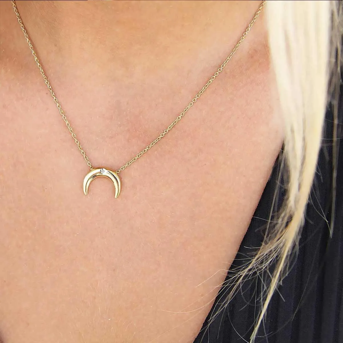 Gold Plated Crescent Moon Pendant