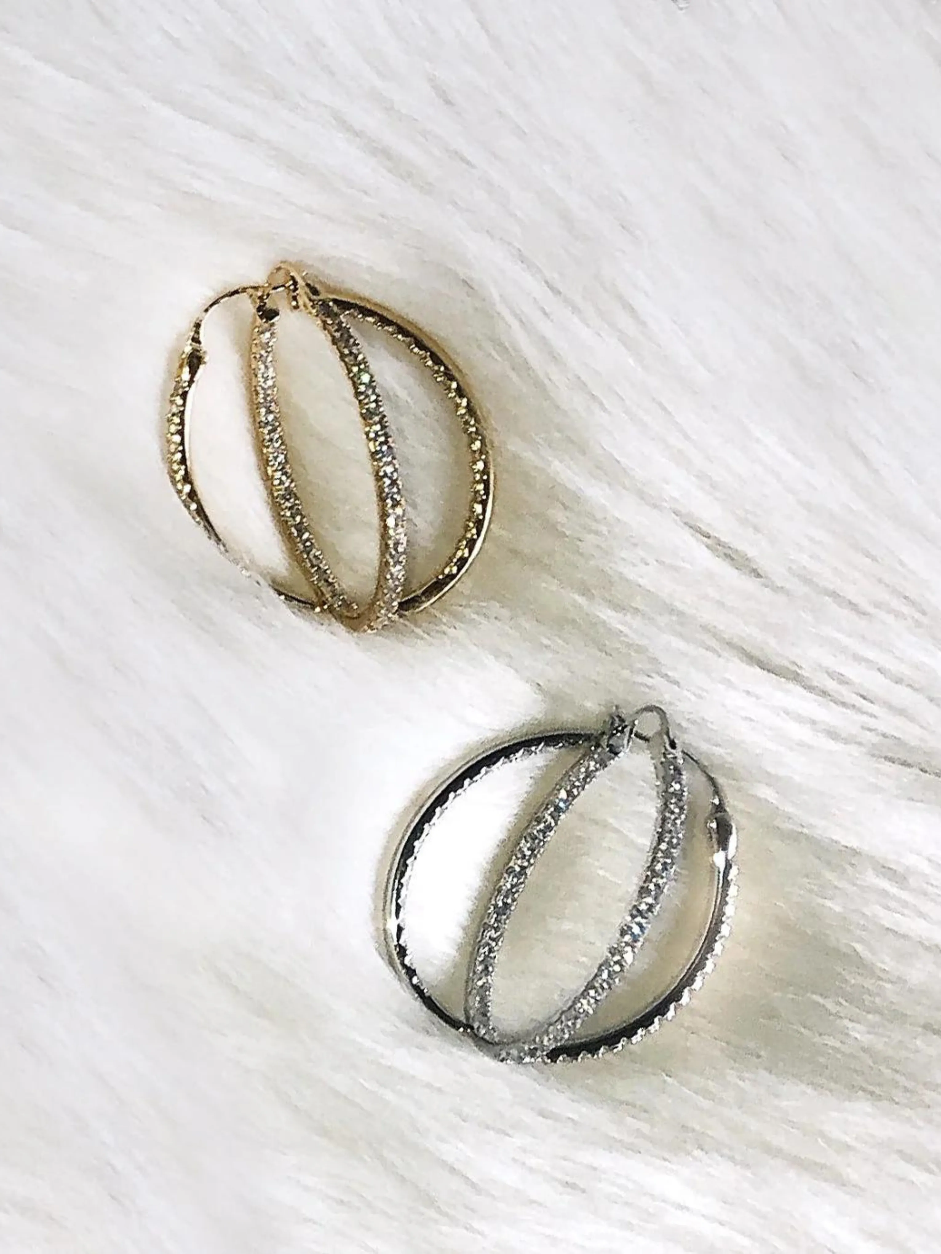 Gold Rhinestone Hoops