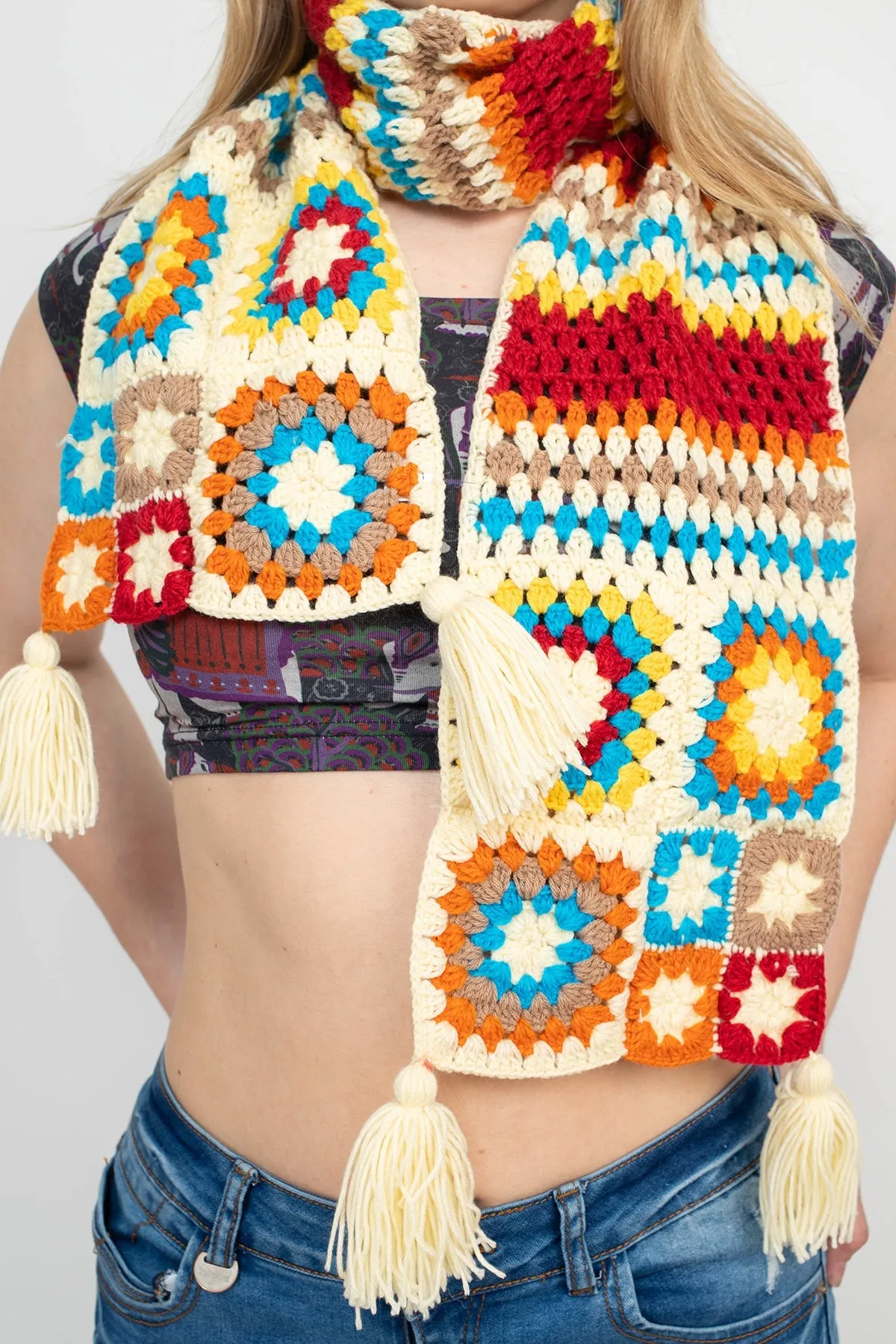 Hippie Granny Square Scarf