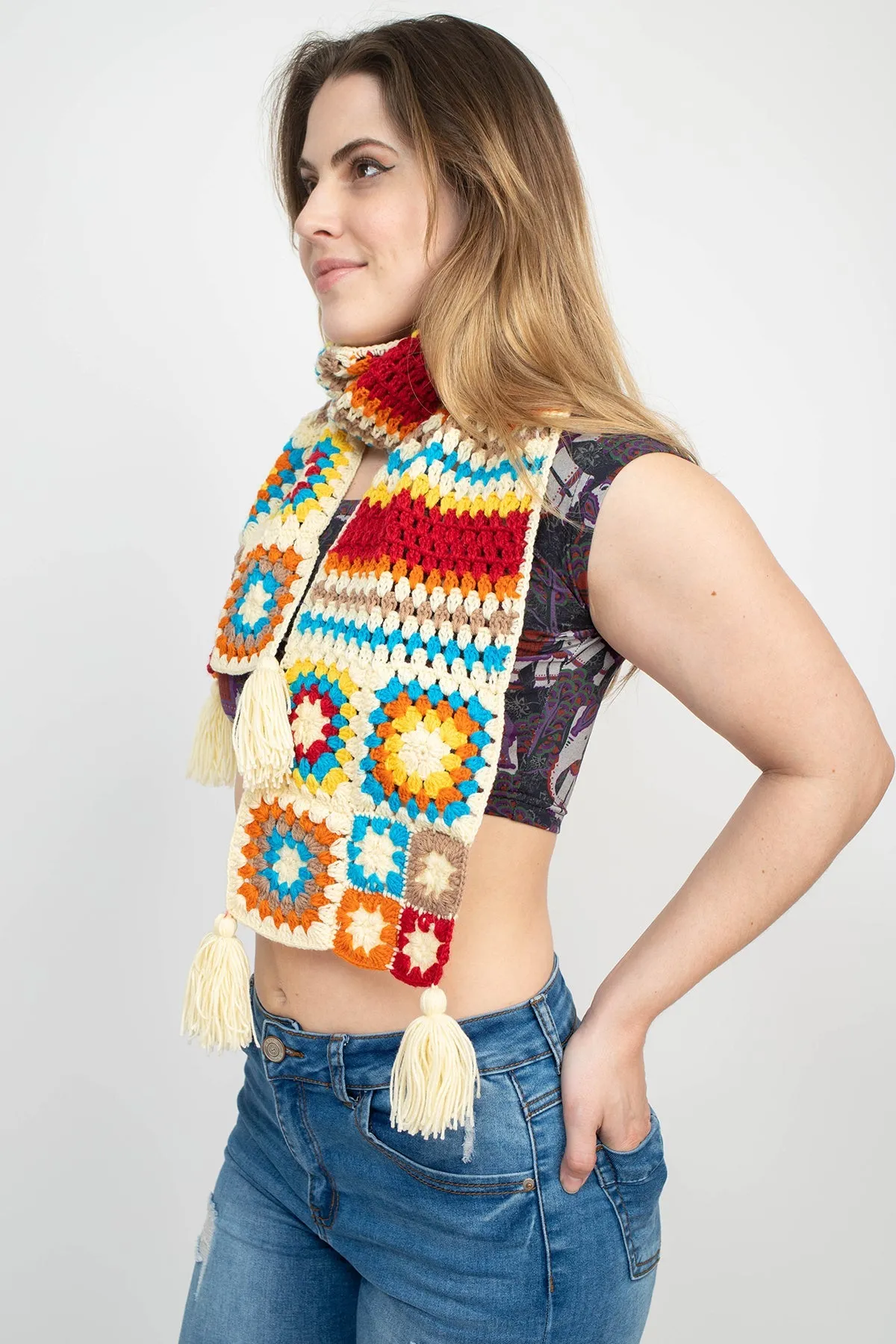 Hippie Granny Square Scarf