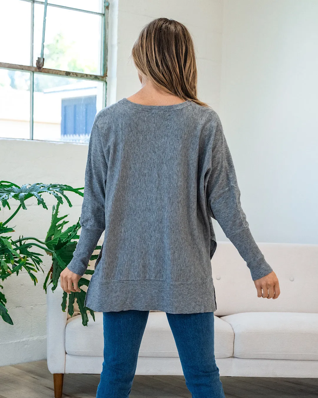 Iris Drop Shoulder Sweater - Charcoal