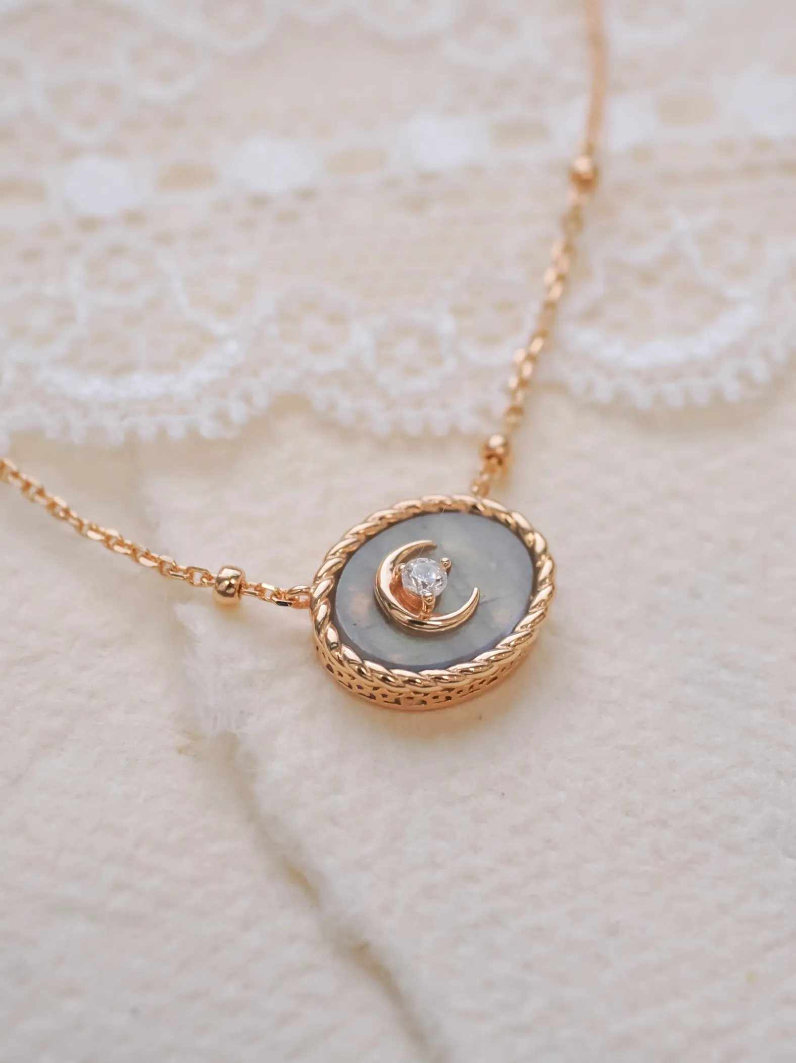 Labradorite Gold Crescent Moon Necklace - Keepsake