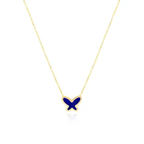 Lapis Single Butterfly Necklace