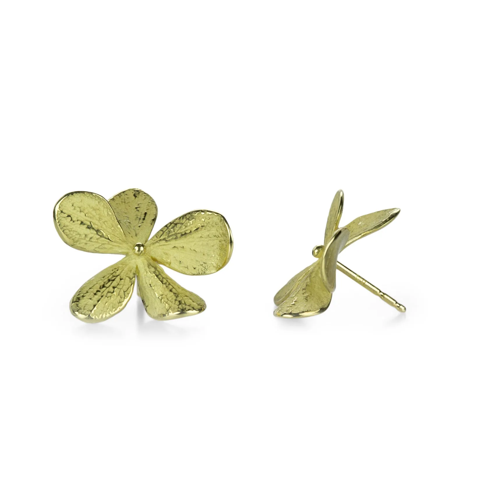 Large 18k Single Hydrangea Studs