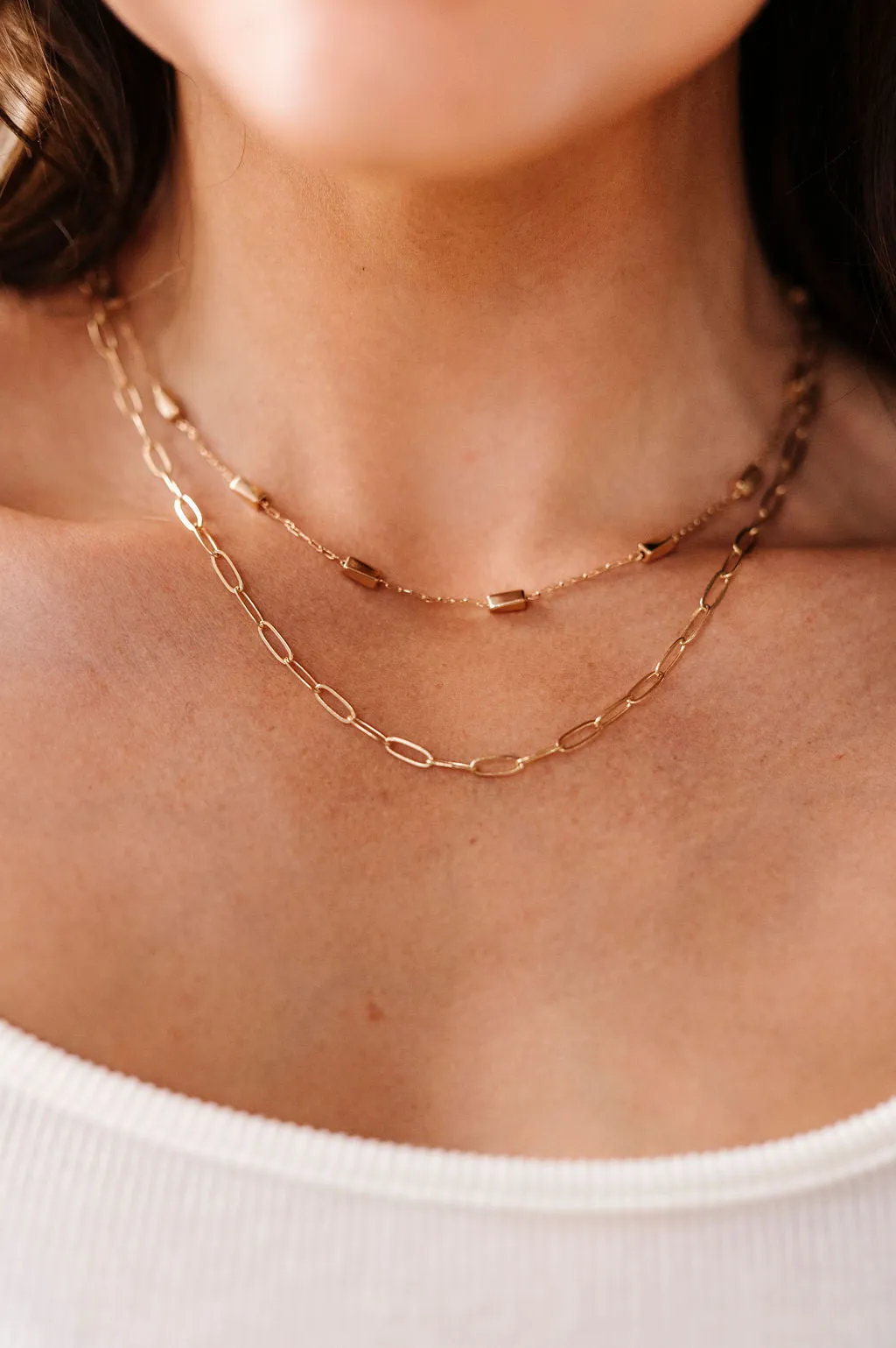 Layered Square Gold Necklace