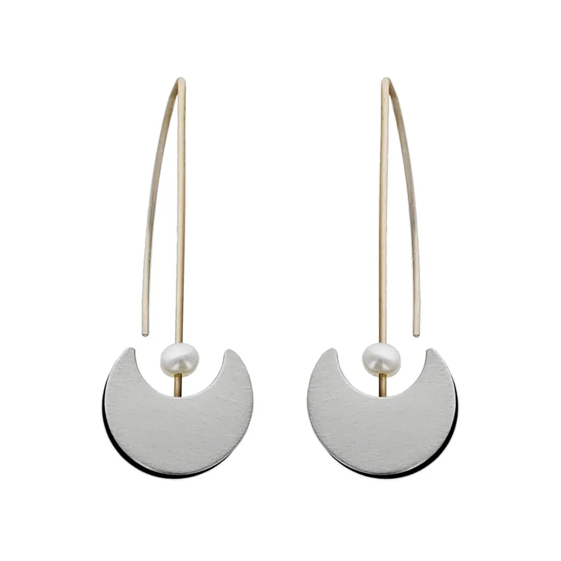 Elegant Crescent Moon Pearl Earrings - Mar of Santa Barbara Collection