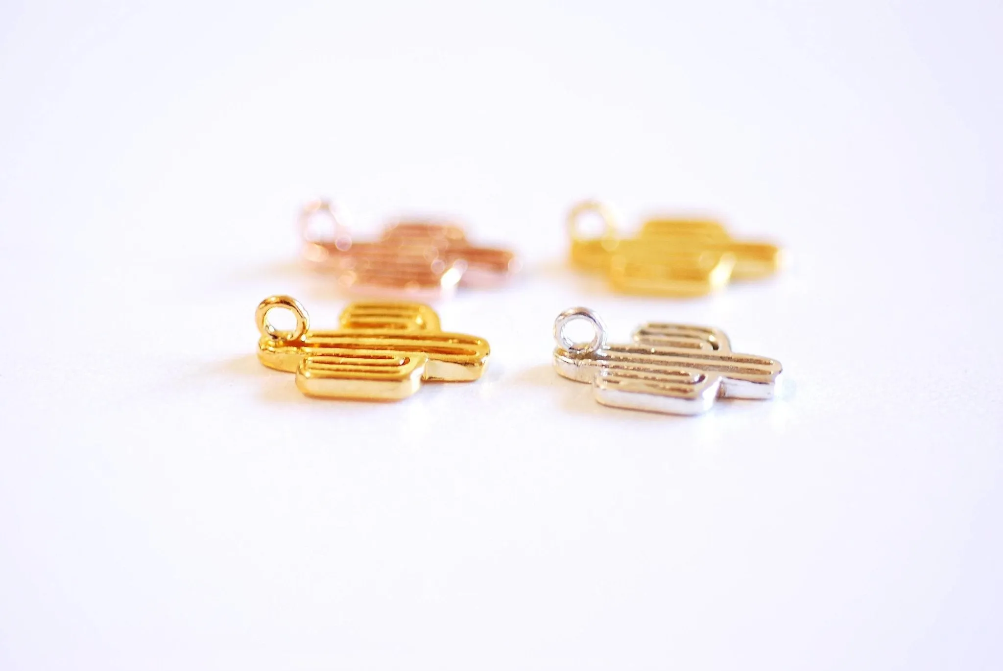 Matte Gold Wholesale Cactus Charm- Vermeil Gold Cactus Charm, Gold Cactus Charm, Gold Cacti Charm, Desert Plant Cactus, Gold Succulent Charm, 132